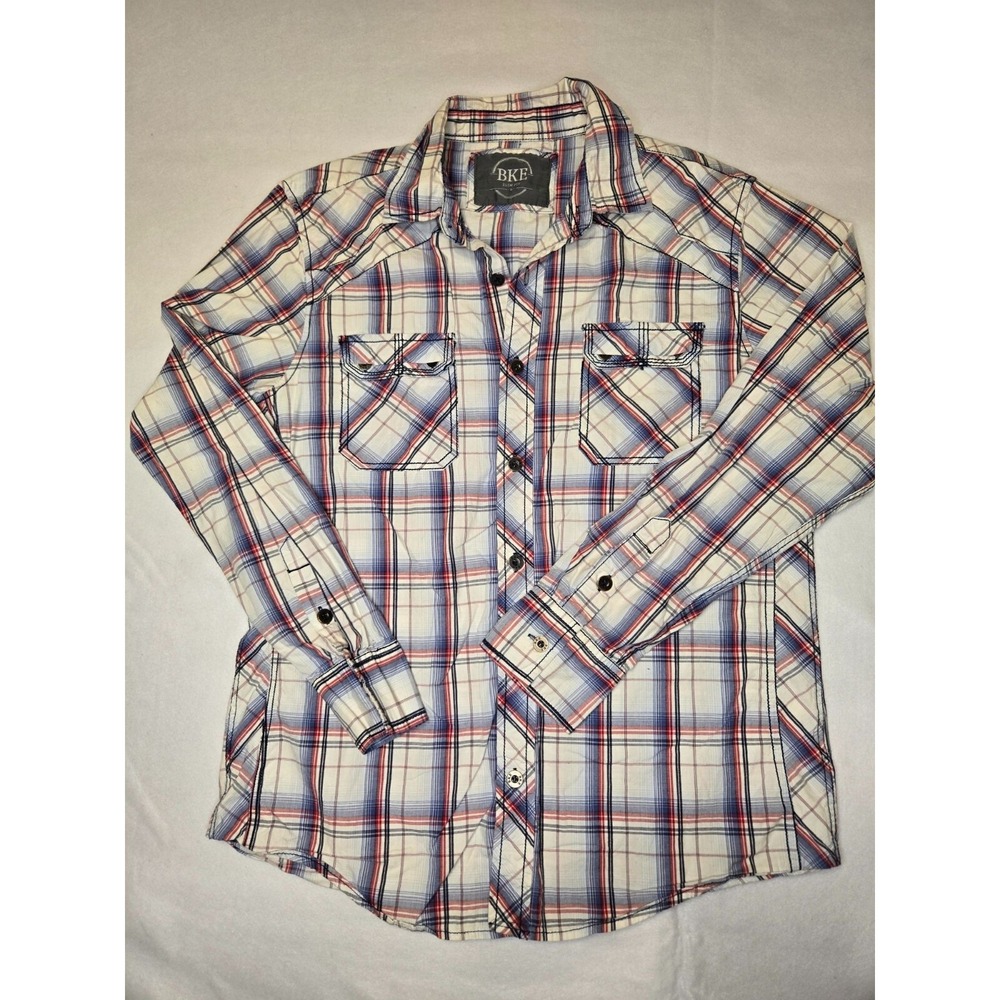 BKE Slim Fit Plaid Button Down‎ Shirt Mens Long Sleeve Size L